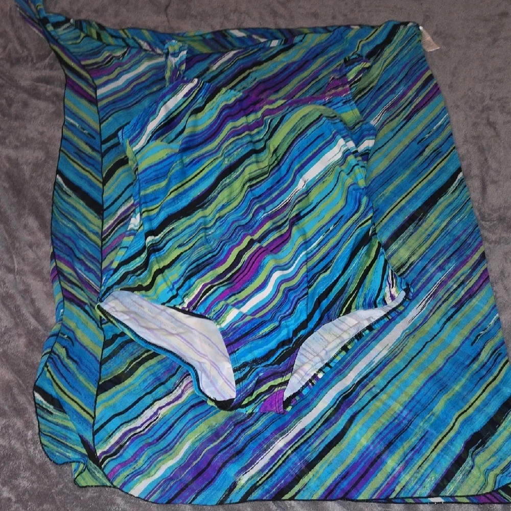 Swimsuits For All Multicolor Striped One Piece - Picture 7 of 8